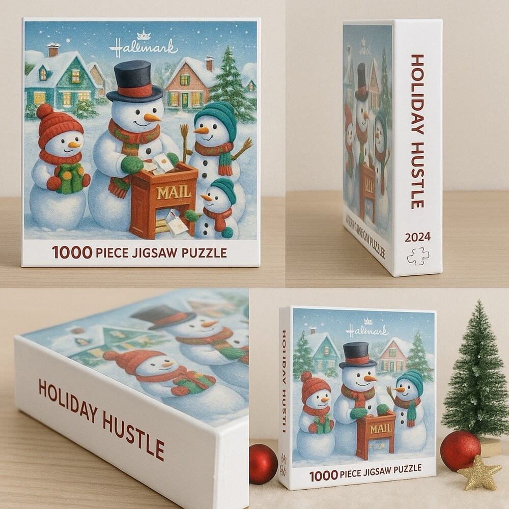 Hallmark Holiday Hustle 1000 Piece Jigsaw Puzzle Snowman Scene 2024 SEALED